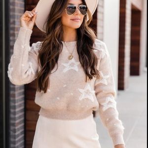 Pink Lily Tan Star Sweater